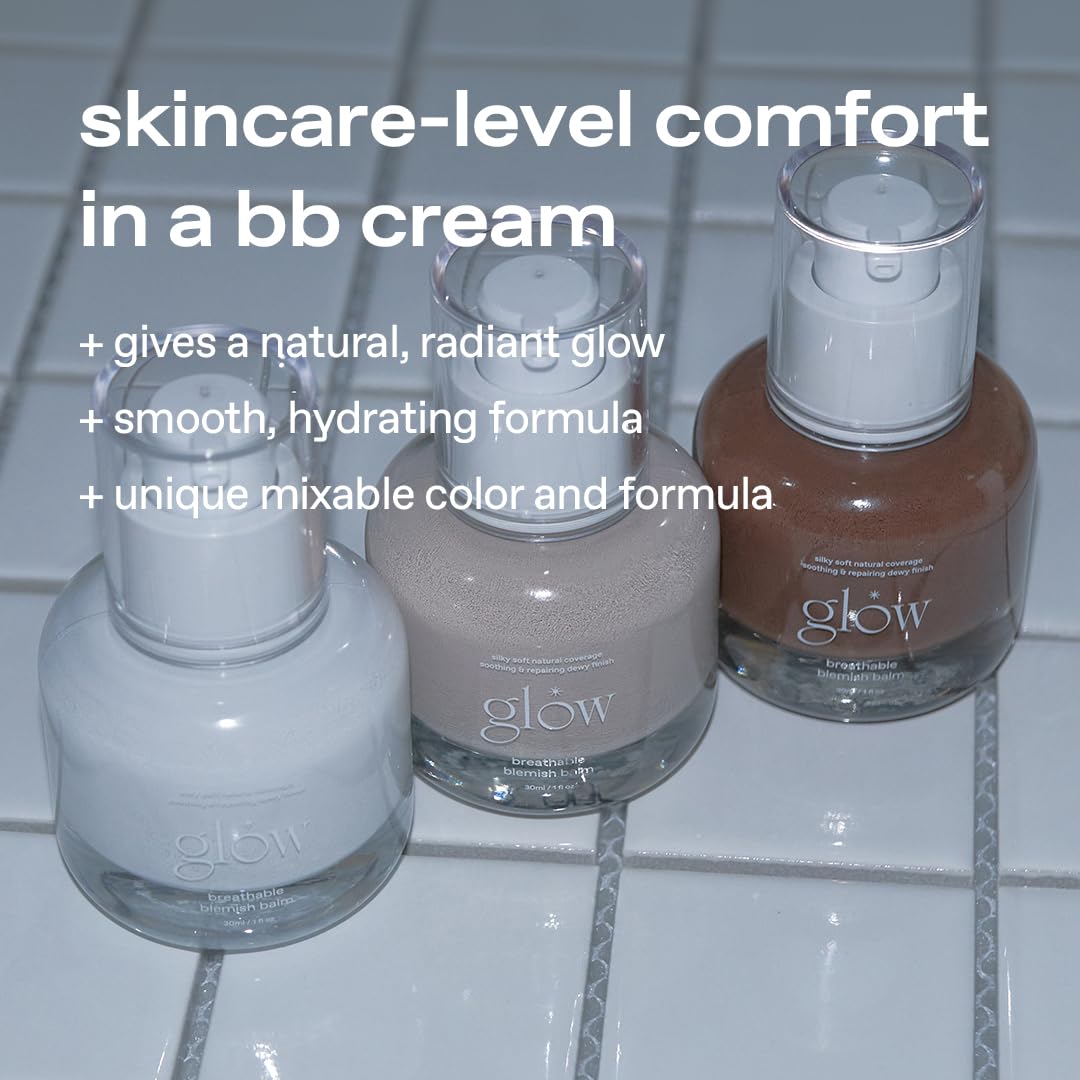 Glow mini blemish balm white packaging shown for easy on-the-go use