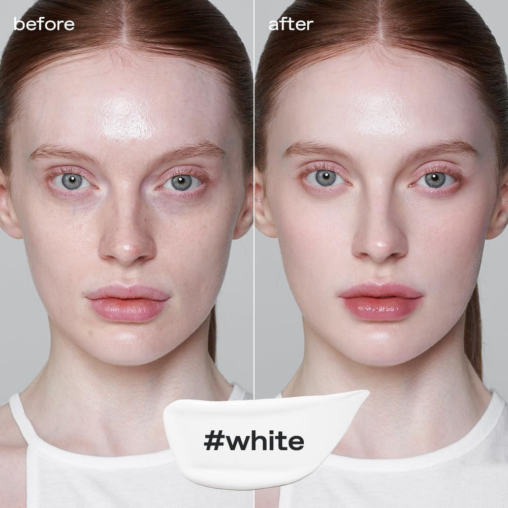 Glow mini blemish balm white texture close-up highlights skin-like finish