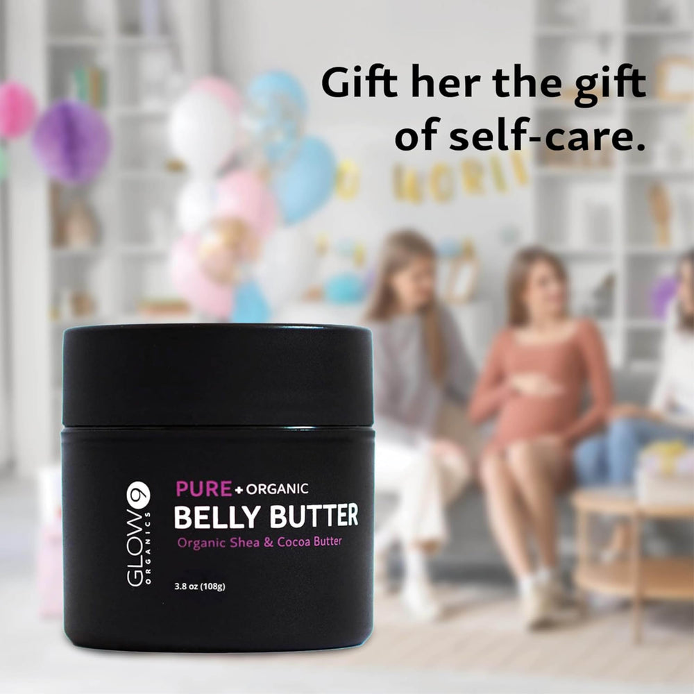 Glow Organics Belly Butter quick-absorb whipped cream leaves no grease after use