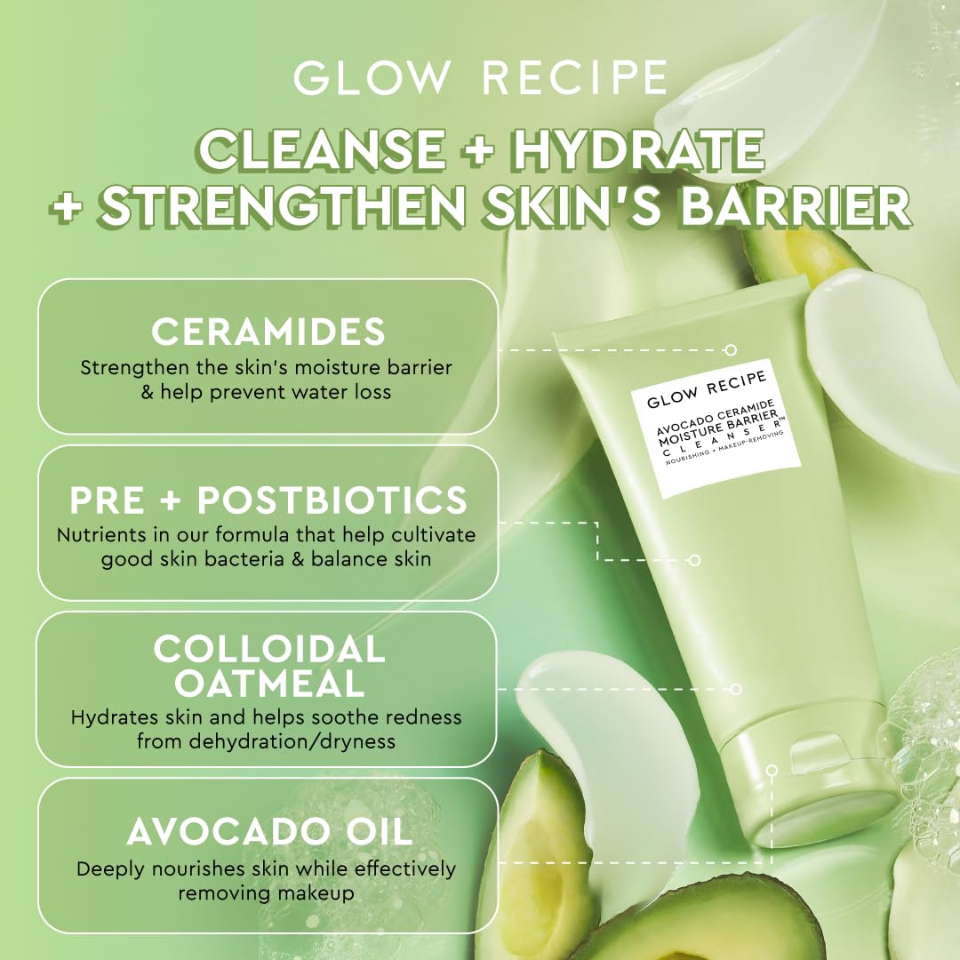 Glow Recipe Avocado Ceramide Cleanser pump showcasing easy, mess-free application.