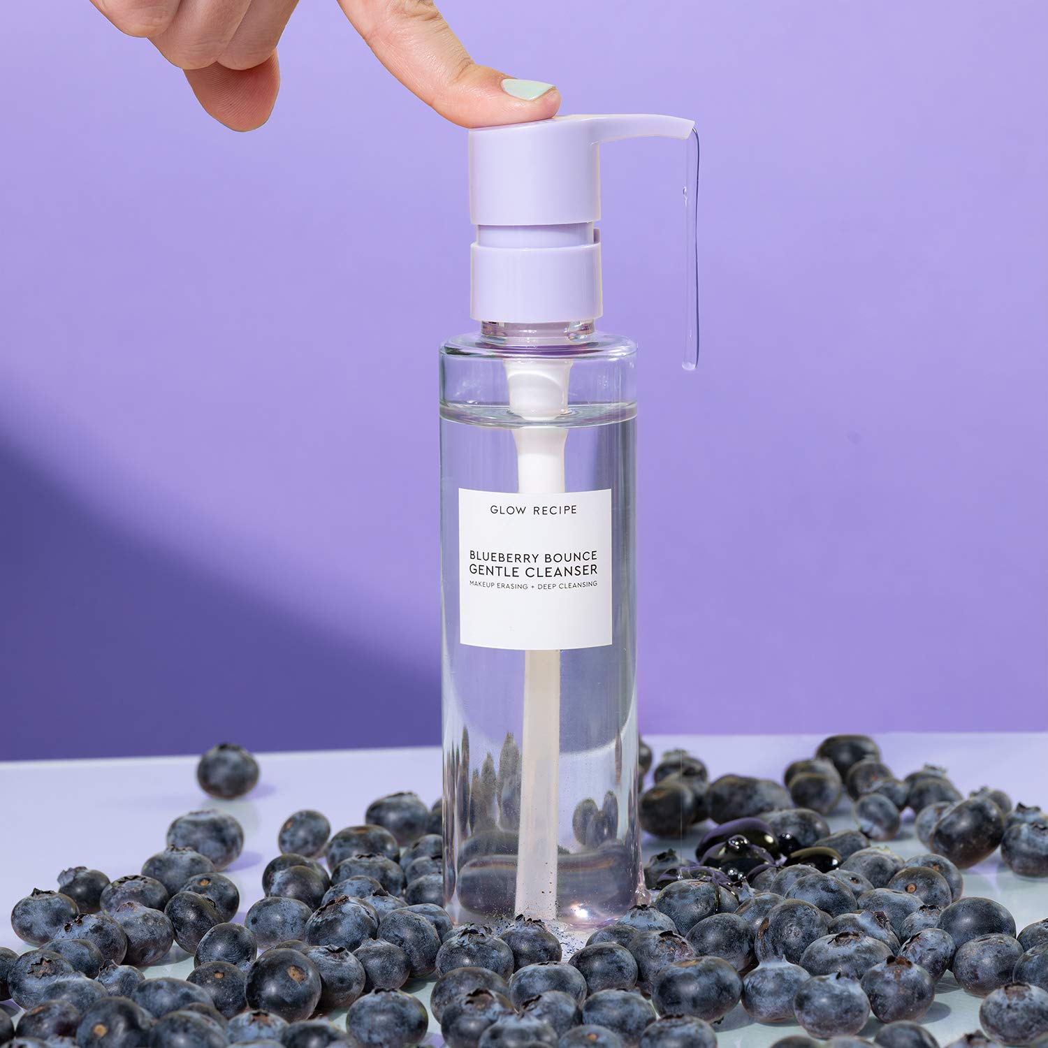 Blueberry Bounce foaming suds remove makeup and impurities softly