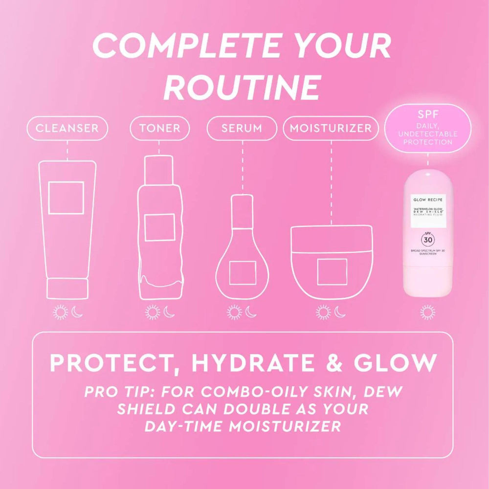 Vegan and cruelty-free seal visible on Glow Recipe Dew Shield packaging.