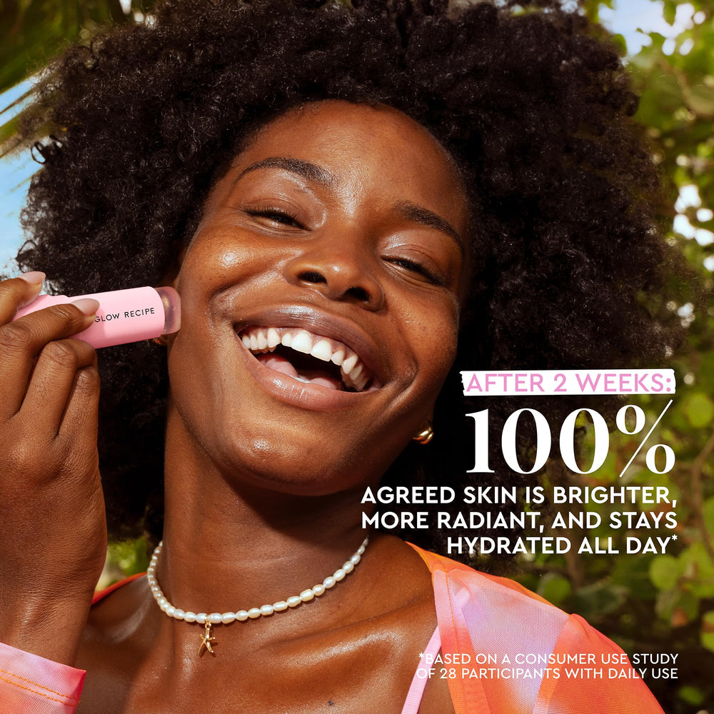 Dewy glow finish from Glow Recipe sunscreen without a greasy feel.
