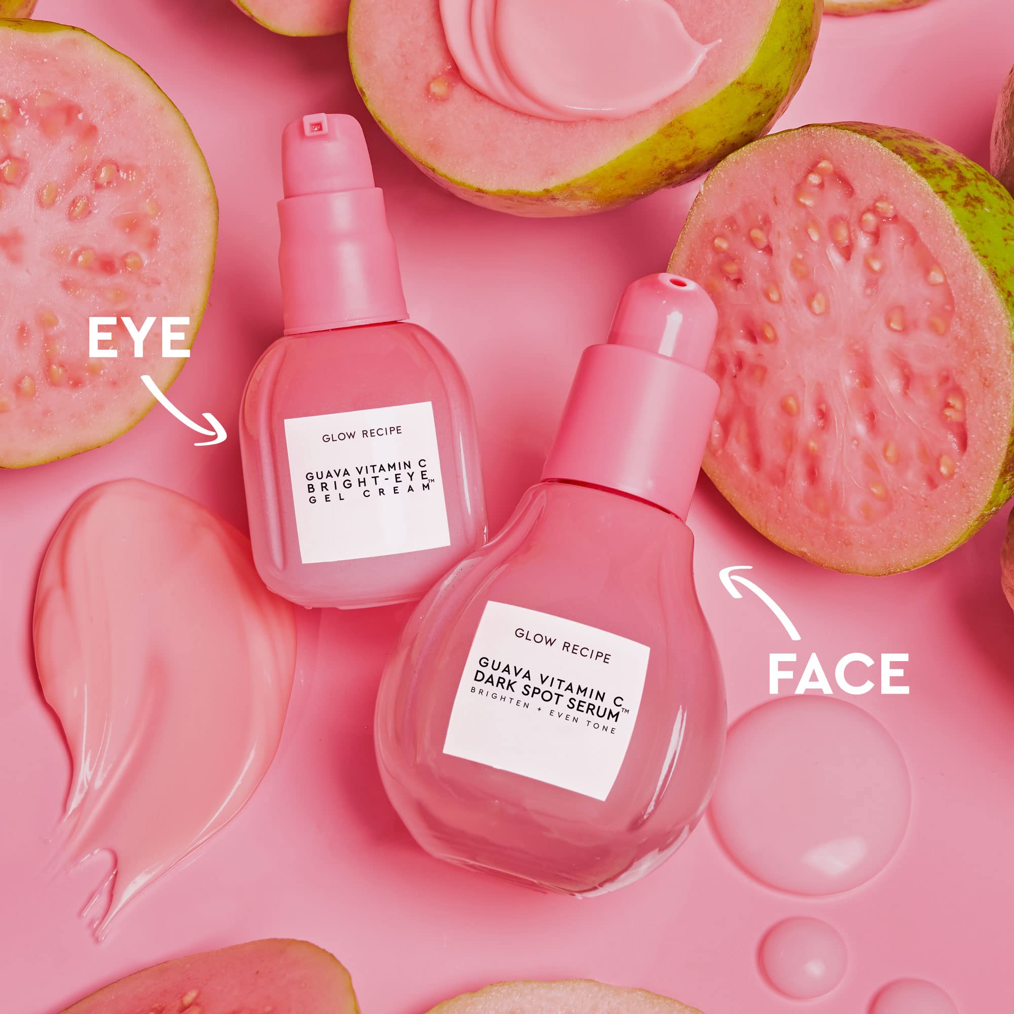 Glow Recipe Guava Eye Gel glow effect suggests refreshed under-eye area.