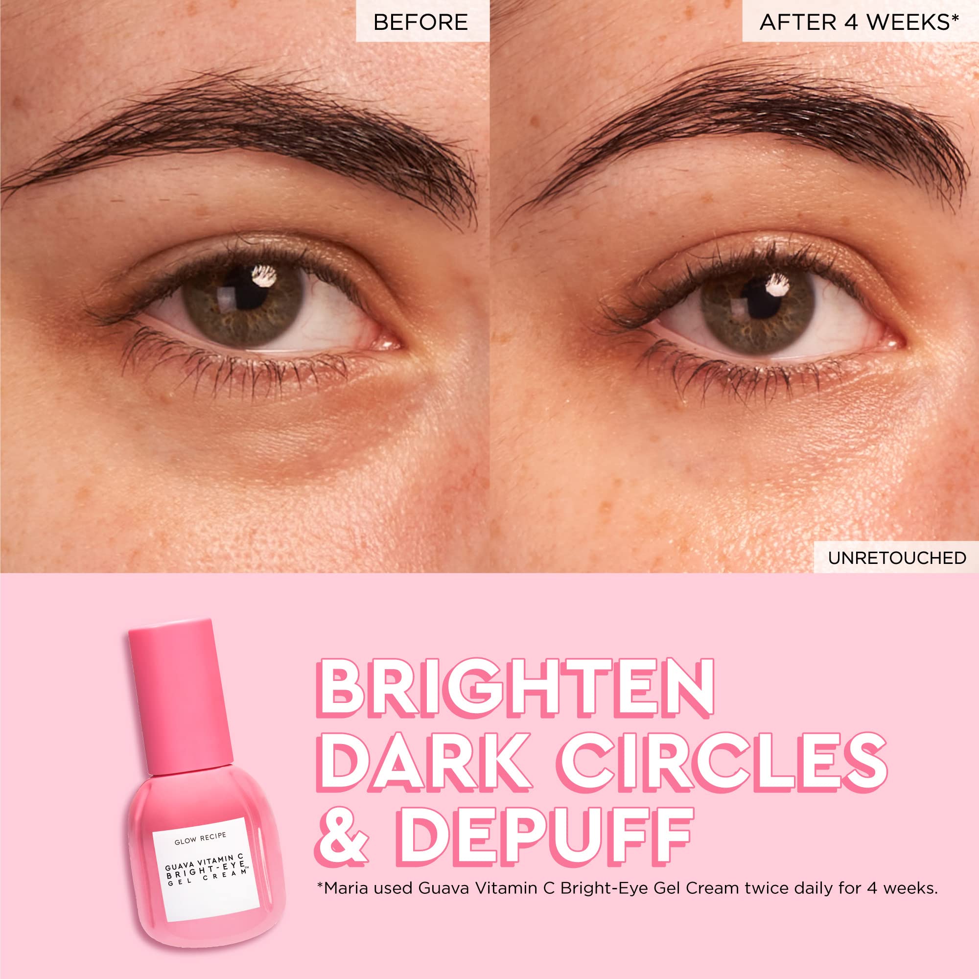 Glow Recipe Guava Eye Gel applied under-eye for quick absorption.