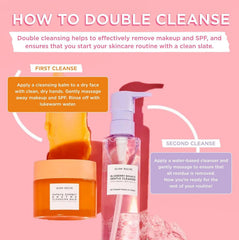 Emulsified balm turning milky and rinsing away makeup and oils