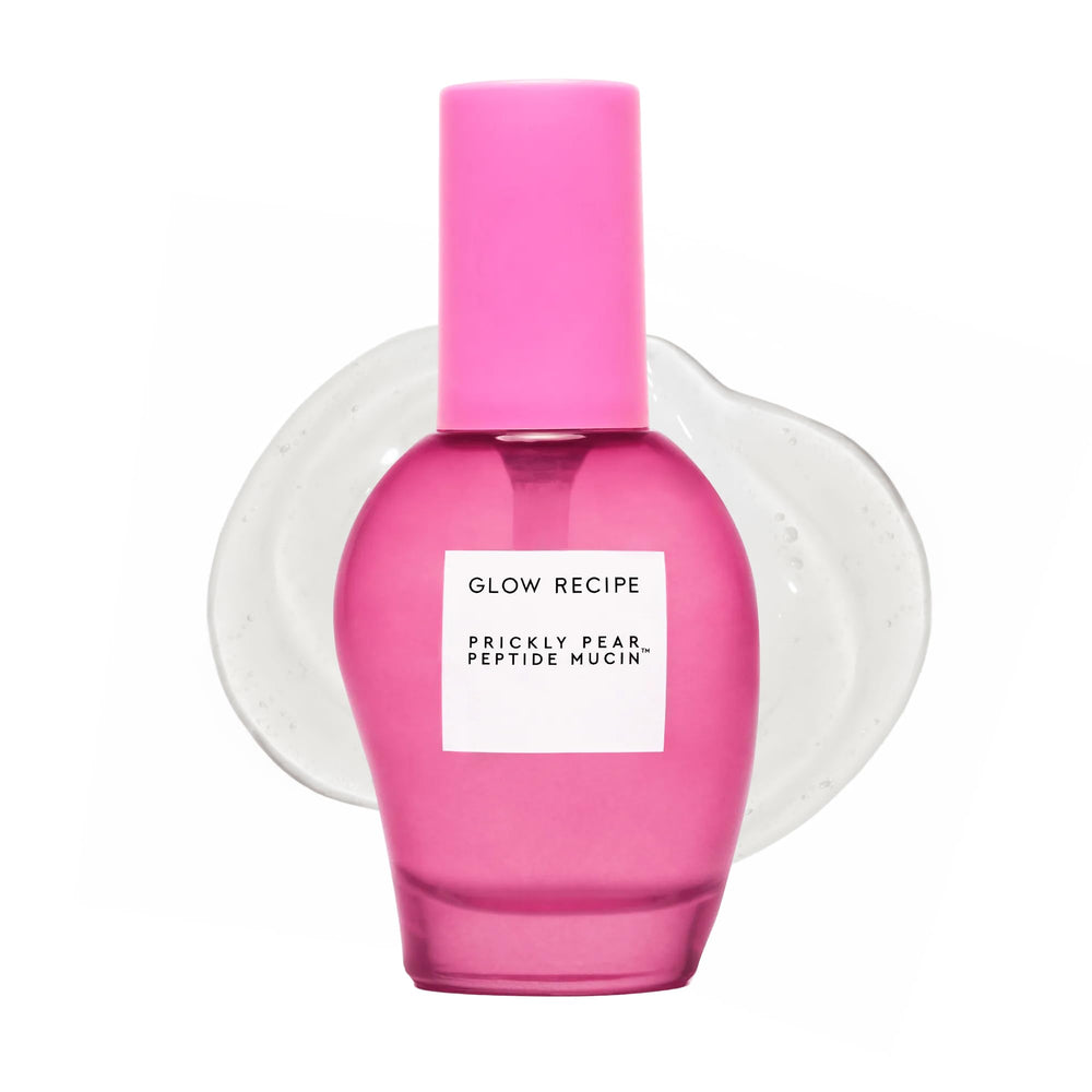 Glow Recipe prickly pear peptide mucin bottle showing vibrant hydration-ready serum.