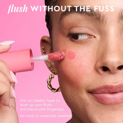 Glow Recipe Watermelon Flush cheek swatch showing buildable pink tint.