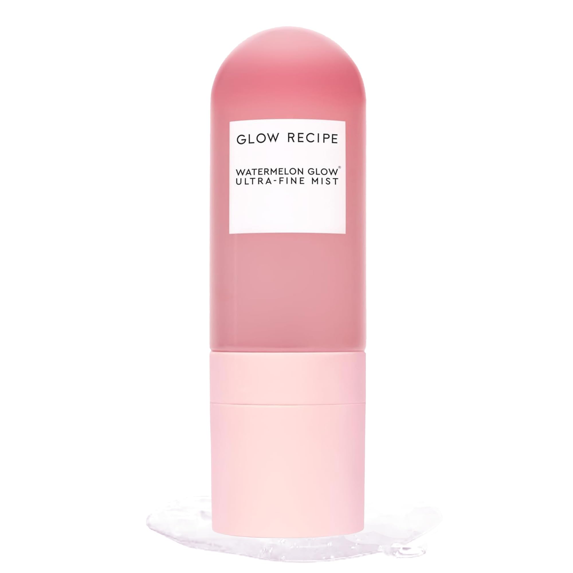 Glow Recipe Watermelon Glow Facial Spray bottle shows ultra-fine mist for instant hydration.