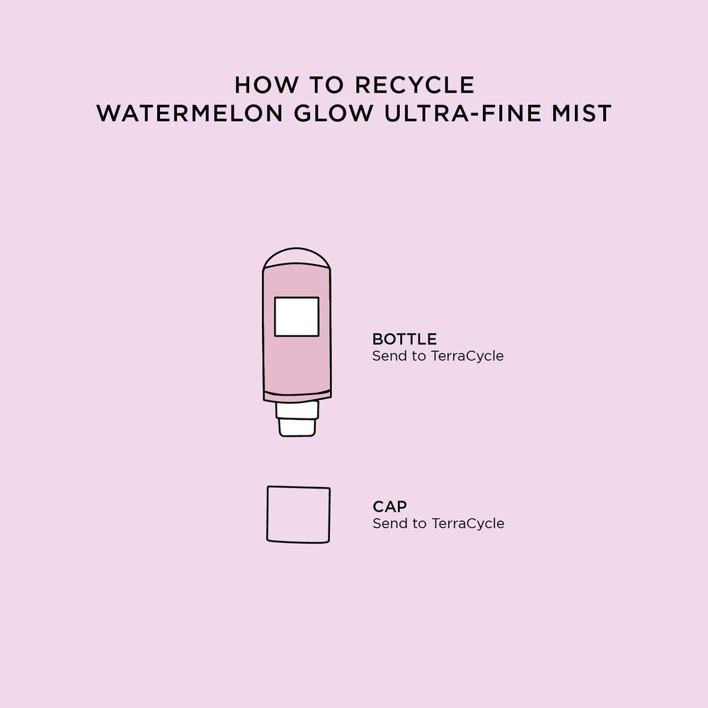 Applying Glow Recipe Watermelon Glow Facial Spray for quick skin refresh.