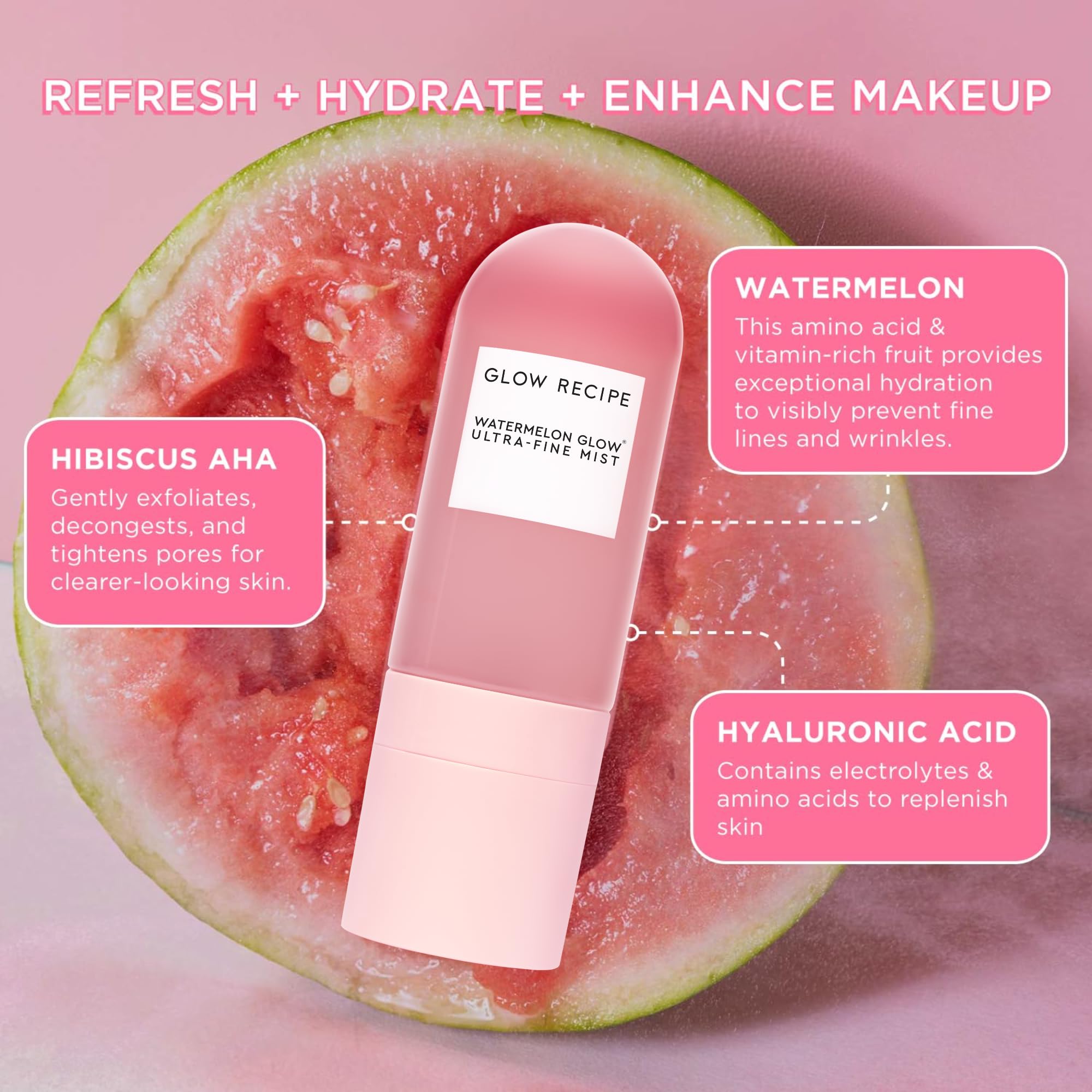 Glow Recipe Watermelon Glow Hue Drops bottle highlights tinted radiance.