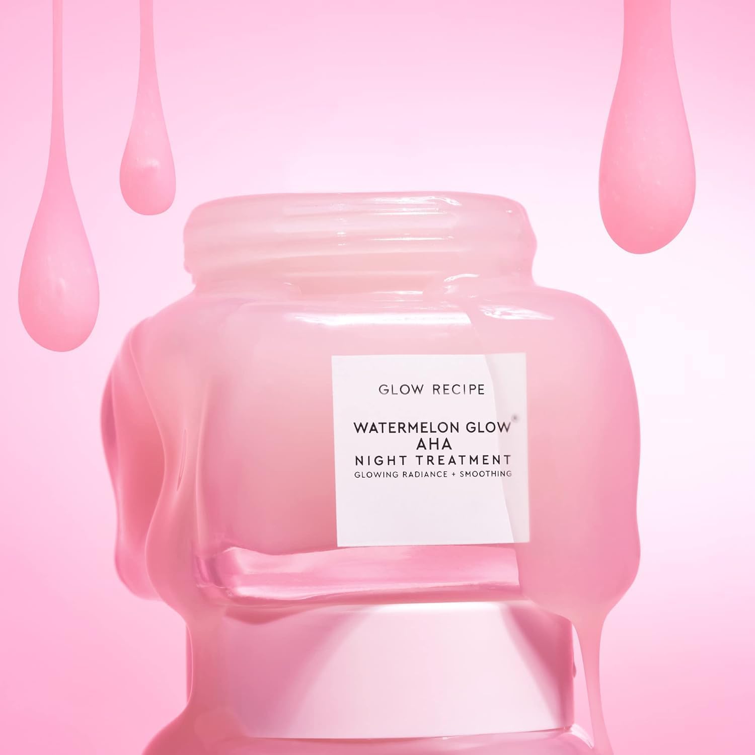 Glow Recipe Watermelon Glow Night Treatment on vanity with towels suggests convenient 2-3x weekly use.