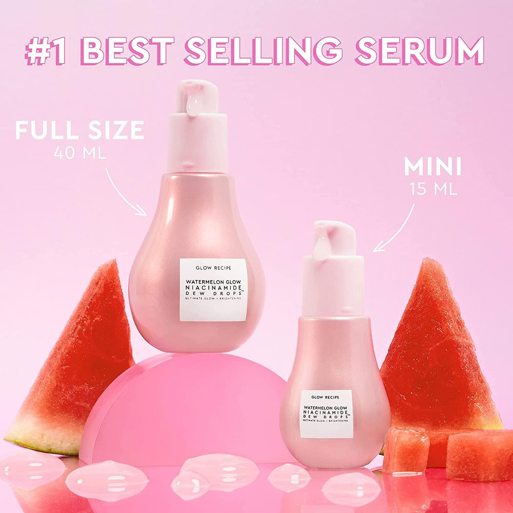 Glow Recipe Watermelon Niacinamide Dew Drops, aroma sandía agradable para uso diario.