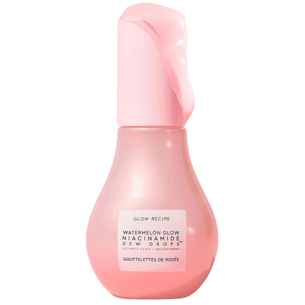 Glow Recipe Watermelon Niacinamide Dew Drops bottle close-up showing hydrating glow