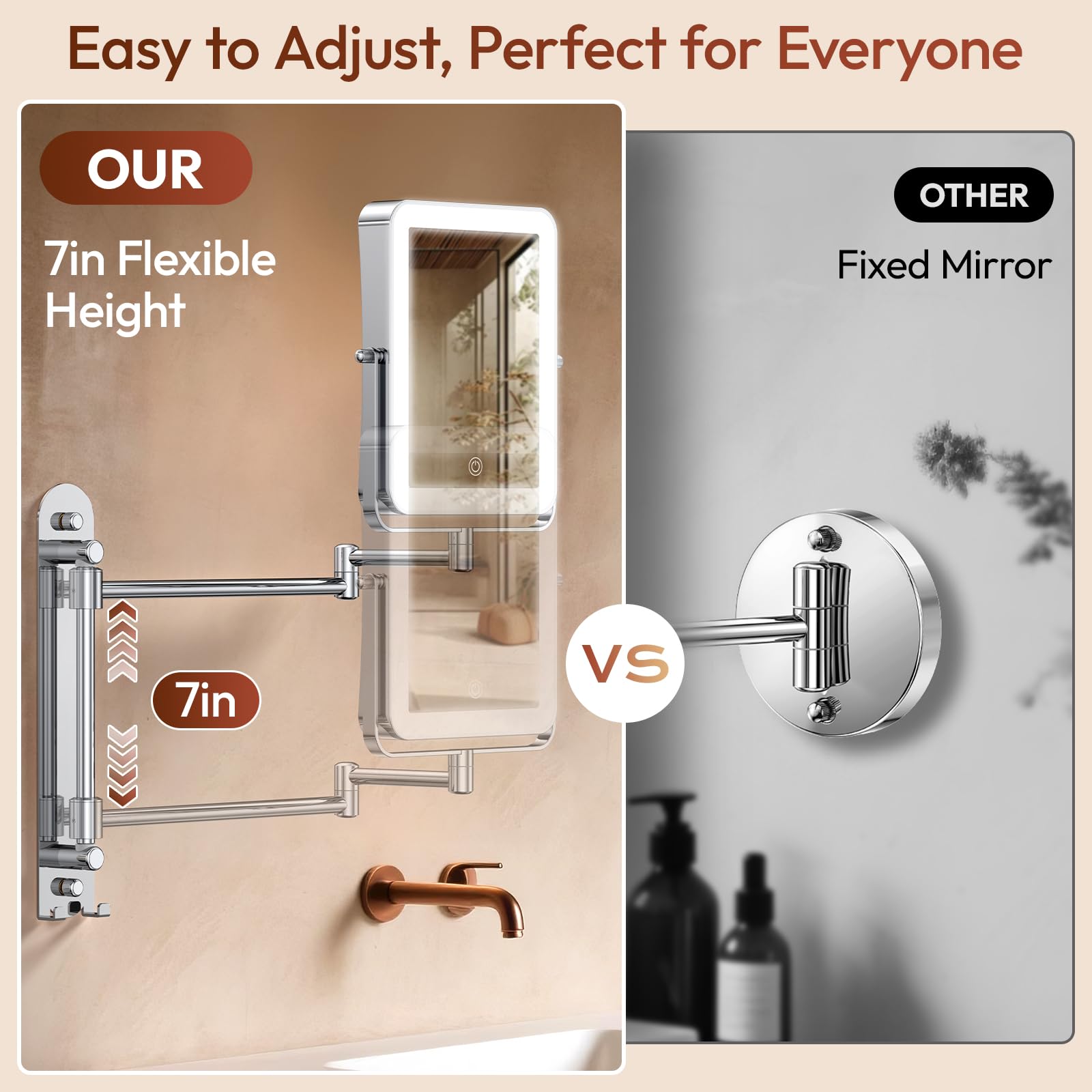 Glowtop 360 degree arm enables precise positioning for makeup tasks