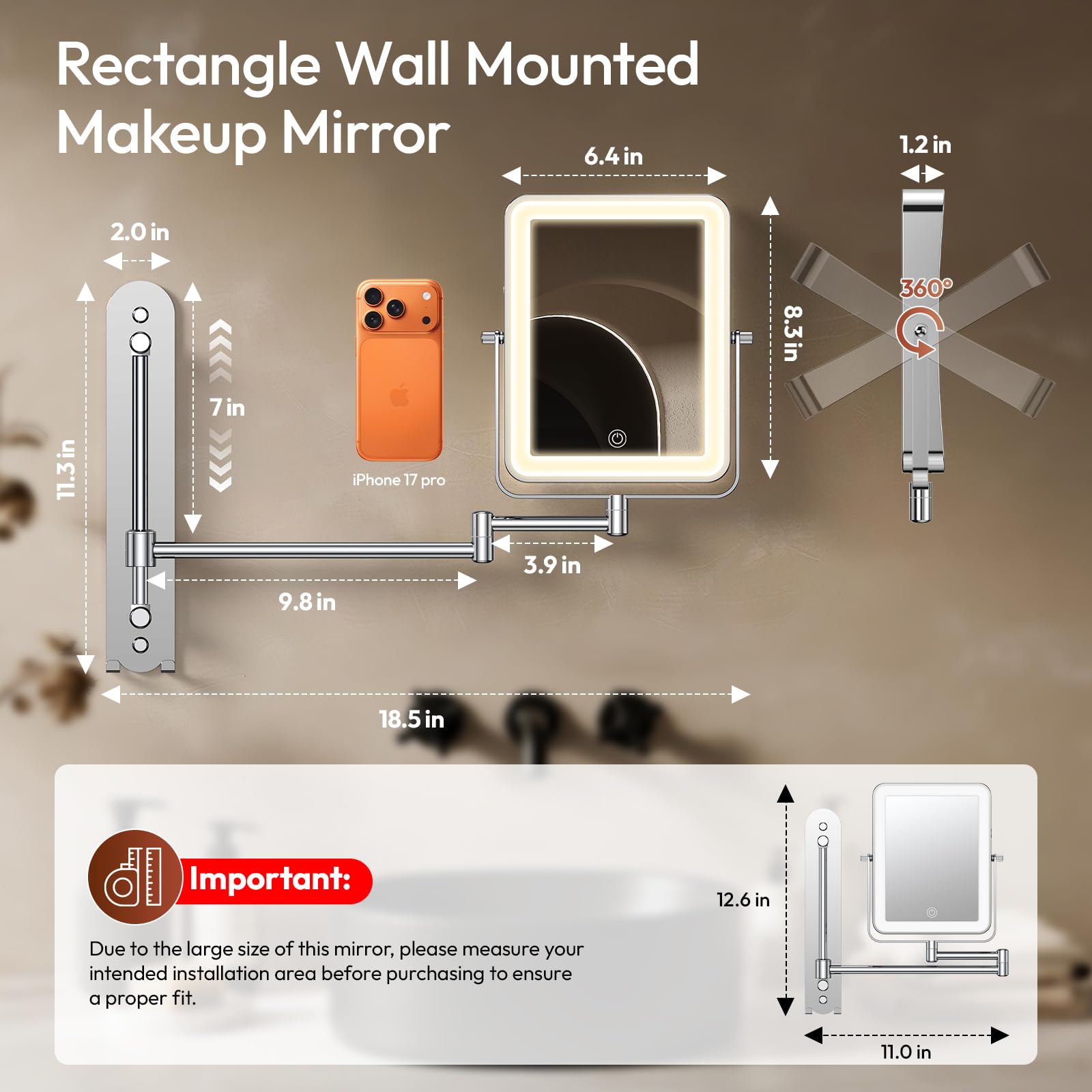 Glowtop height adjustment rail offers adaptable viewing angle for every user