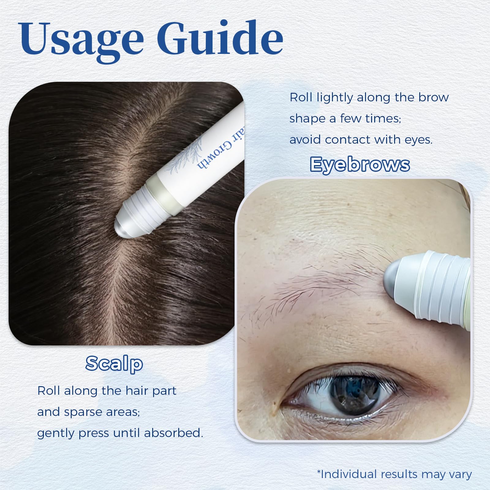 Gluvelessia daily use roll-on being applied to thinning areas