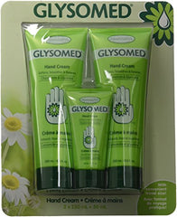 Glysomed crema de manos, vista trasera del tubo grande, fórmula suave