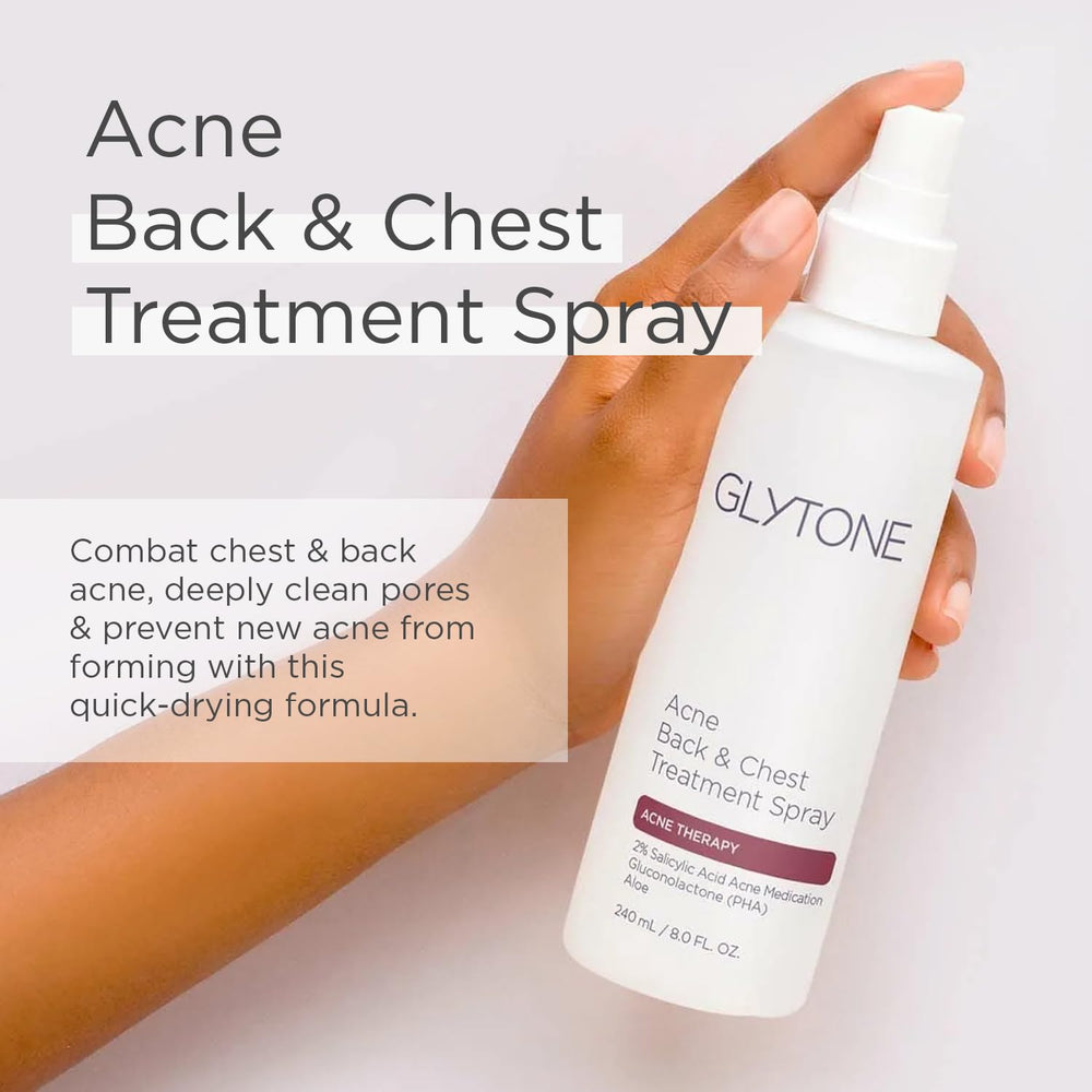 Glytone 2% salicylic acid back spray targets clogged pores on back and chest