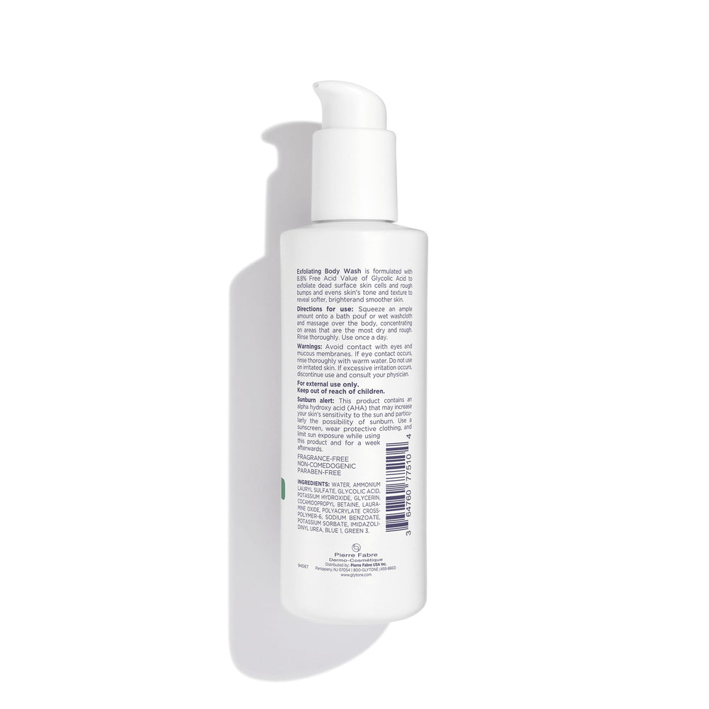 Pump top of Glytone bottle for easy daily use in the shower.