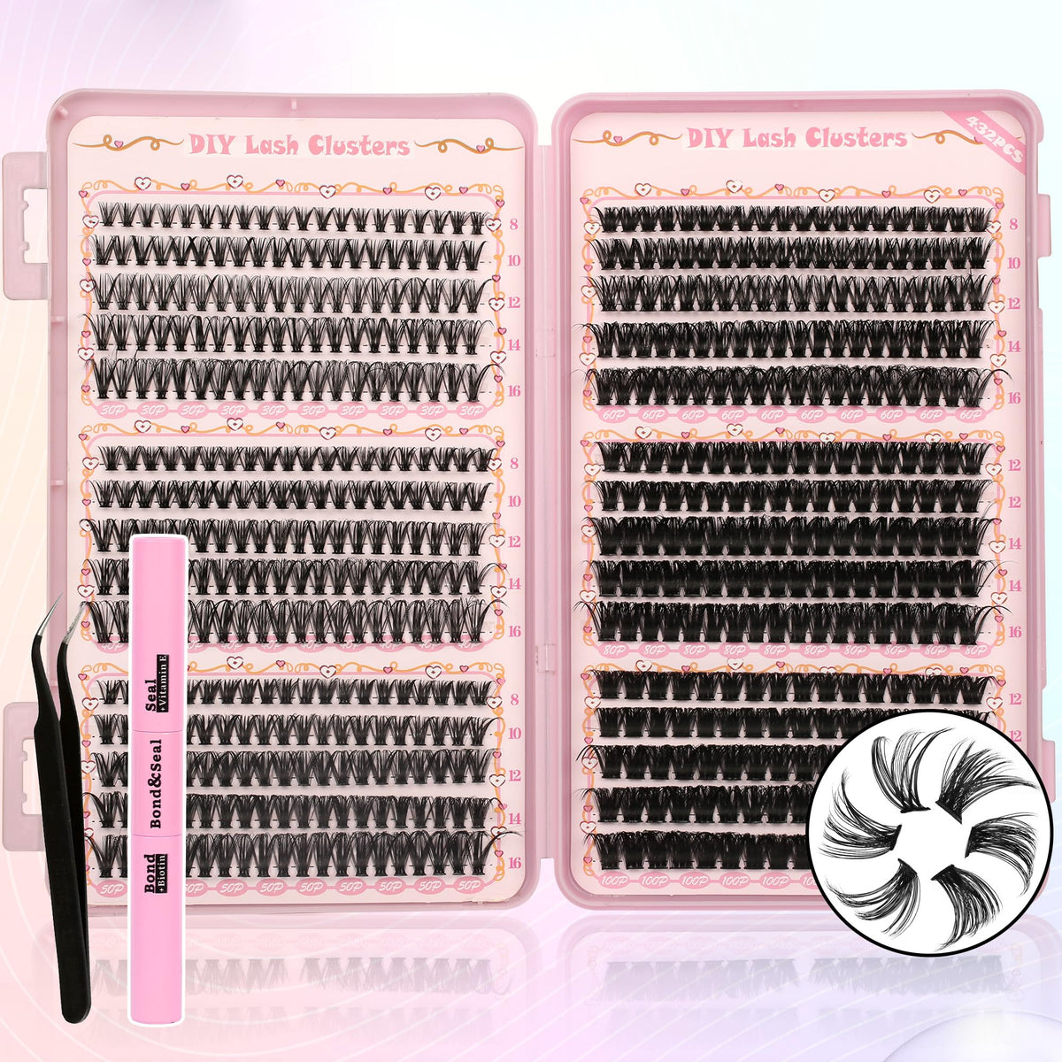 Gmagictobo Lash Clusters kit with 570 pieces for salon-style DIY lash extensions.