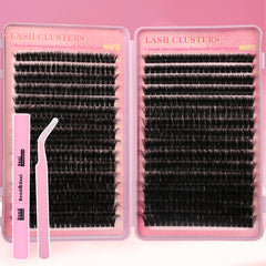Gmagictobo lash clusters kit 640pcs, varied lengths, easy DIY extensions at home.