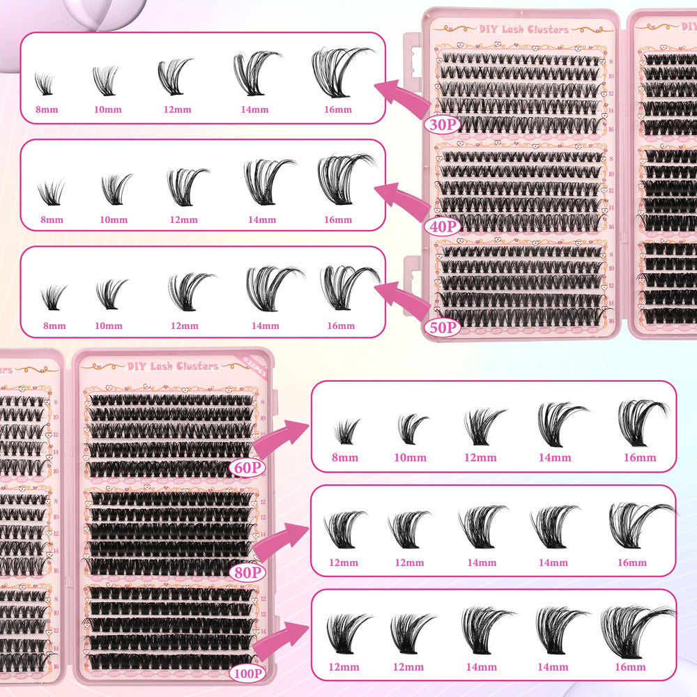 Gmagictobo varying lash cluster lengths and volumes for versatile looks.