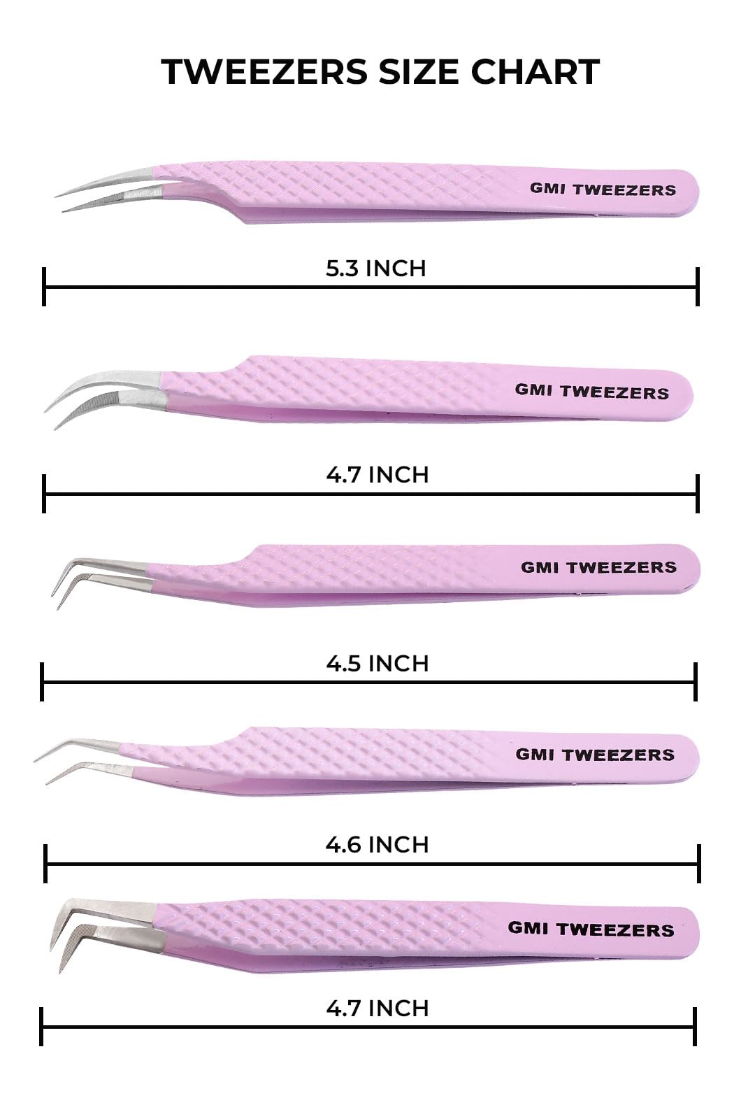GMI Tweezers fine-curved-tip tool provides easy maneuverability for challenging angles.
