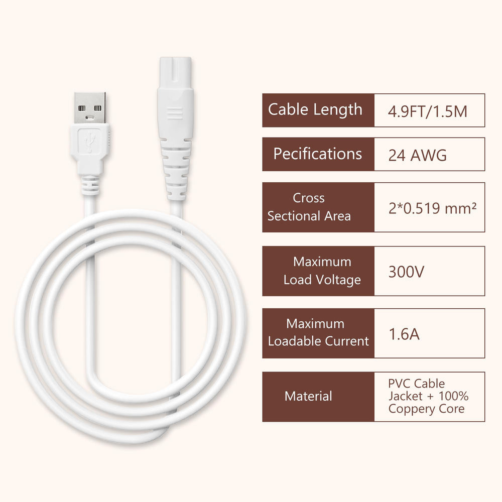 GnoTis 4.9 ft length charging cable, flexible setup during treatments.