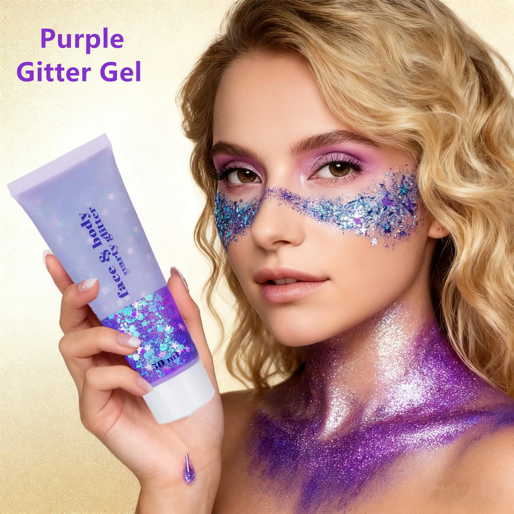 Go Ho chunky purple sequins create eye-catching face and body sparkle