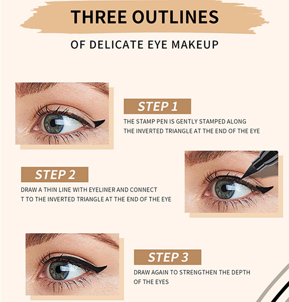 Go Ho delineador líquido negro de doble cara para versatilidad diaria