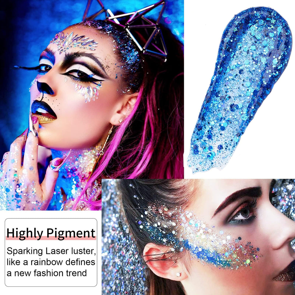 Go Ho Face Body Glitter applied on skin for radiant glow.