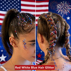 Go Ho fourth July outfit glitter enhances costumes with red, white, and blue shimmer