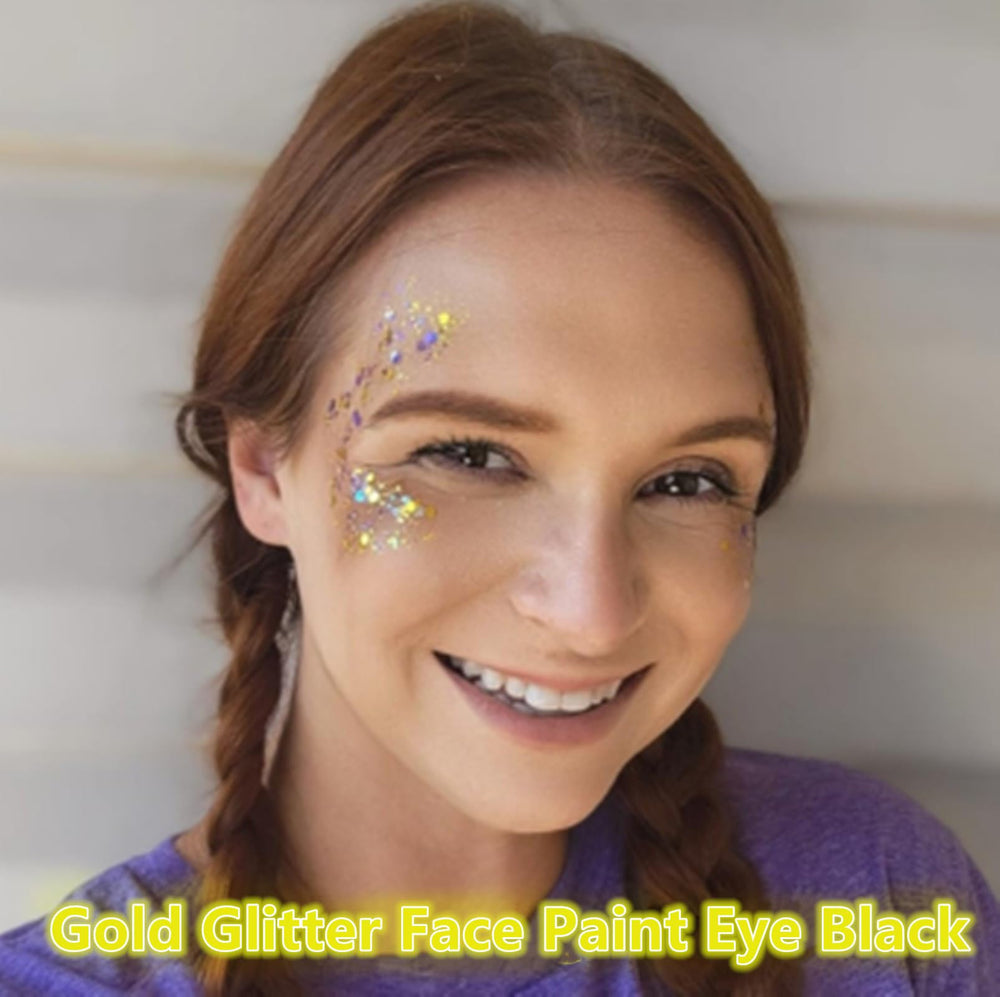 Go Ho Gold Face Body Glitter application on skin demonstrates easy-on, quick-blend glitter.
