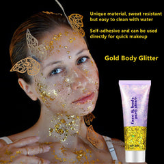 Go Ho Gold Glitter swatch shows holographic effect for bold eye or lip looks.