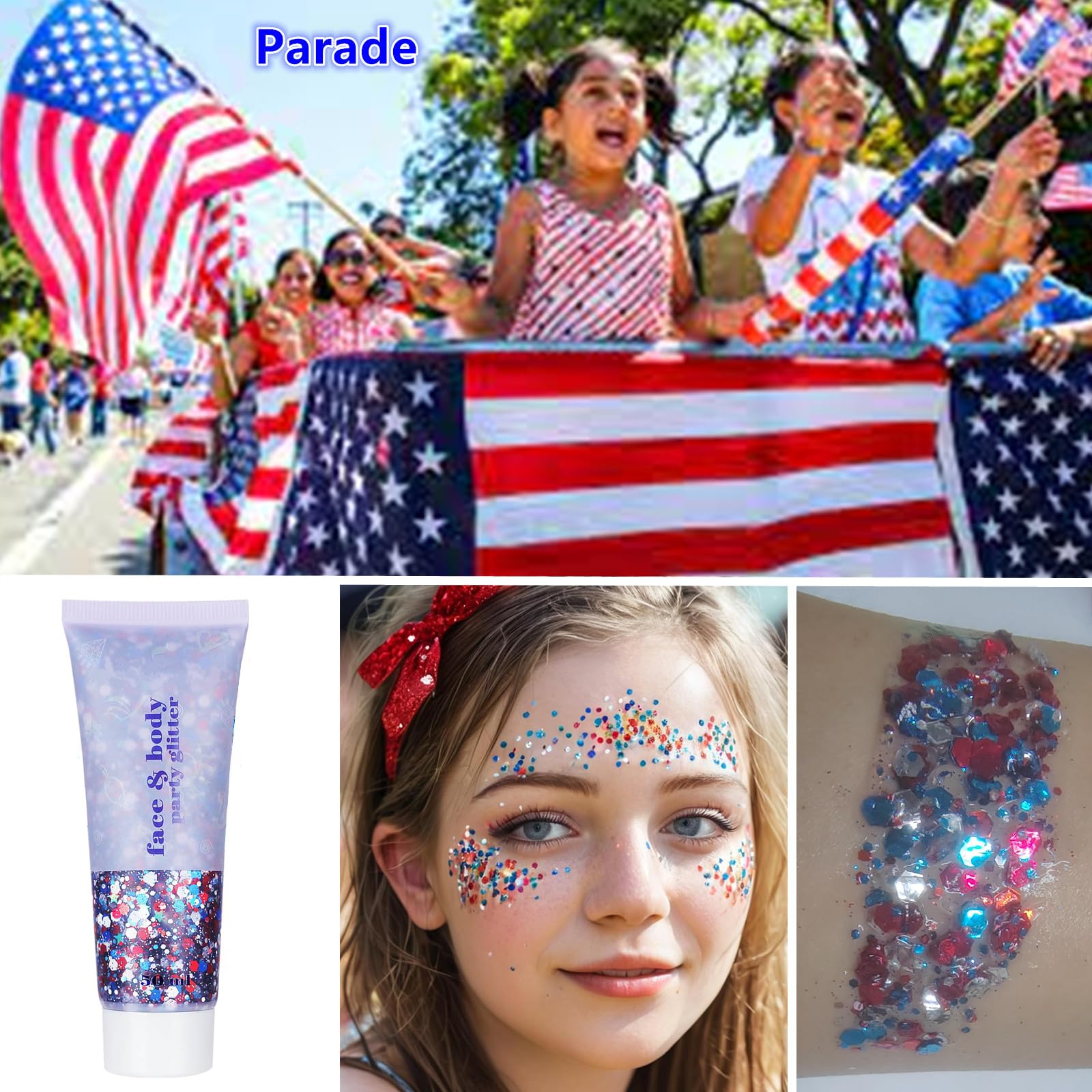 Go Ho holographic festival glitter provides rainbow-like sparkle on skin or hair