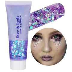 Go Ho Mermaid Purple Face Body Glitter Gel highlights mermaid hues on skin for festivals
