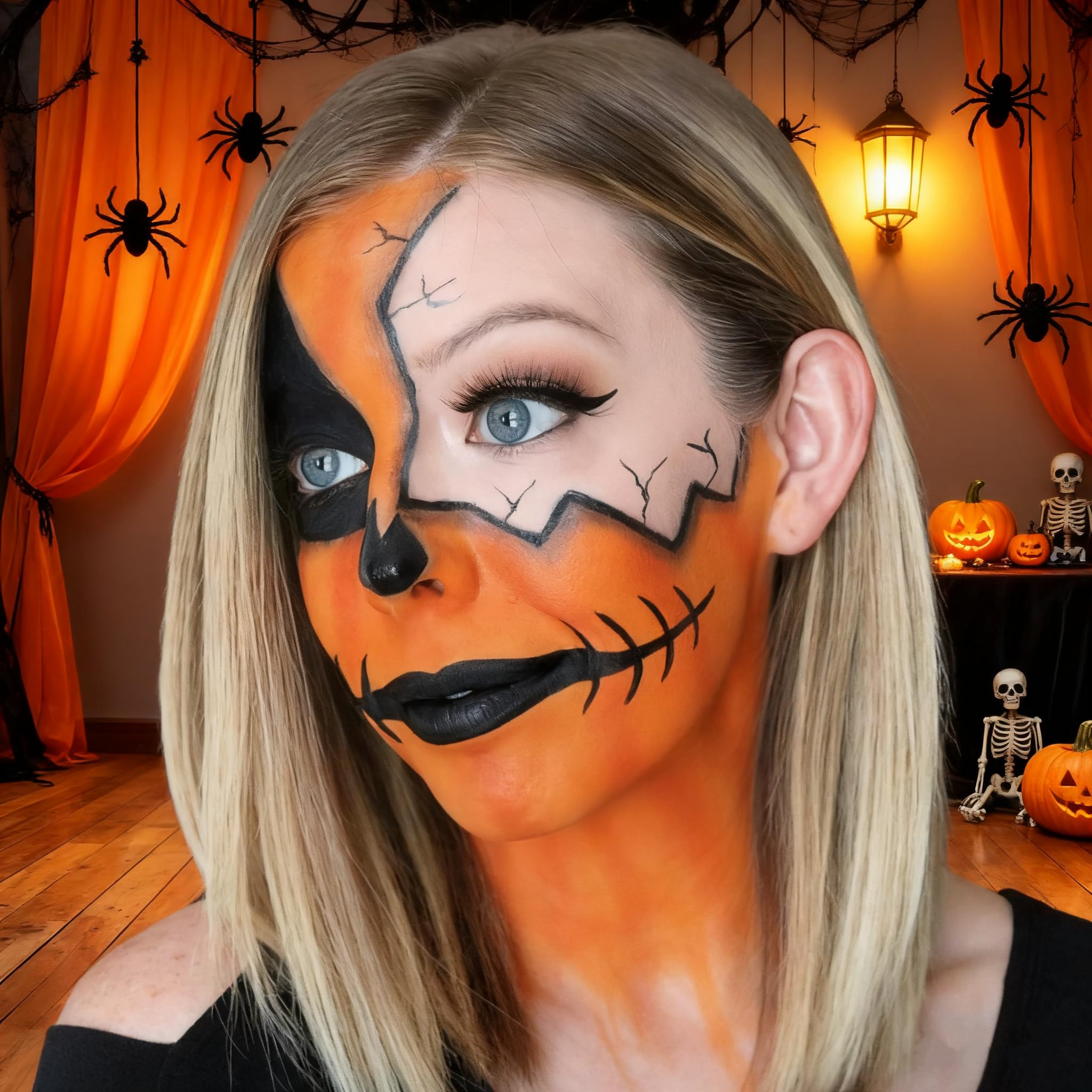 Go Ho Orange Face Paint Stick removal with makeup remover