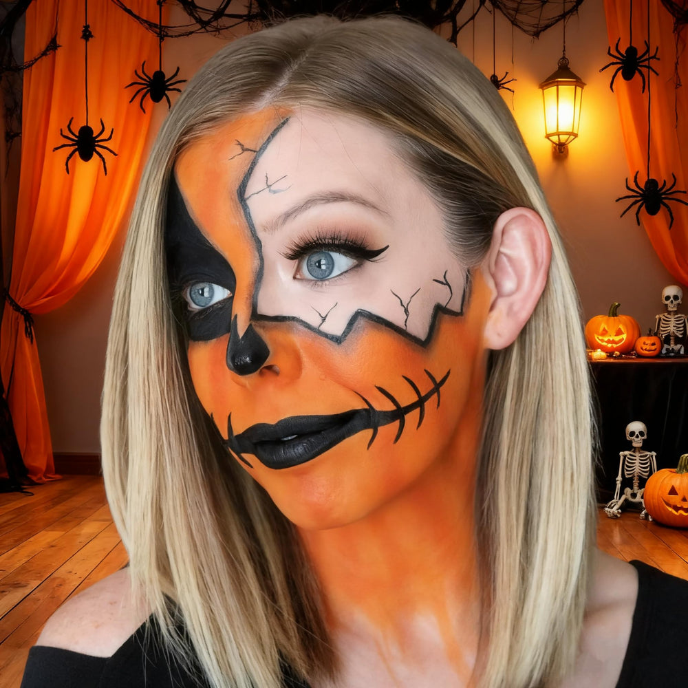 Go Ho Orange Face Paint Stick removal with makeup remover
