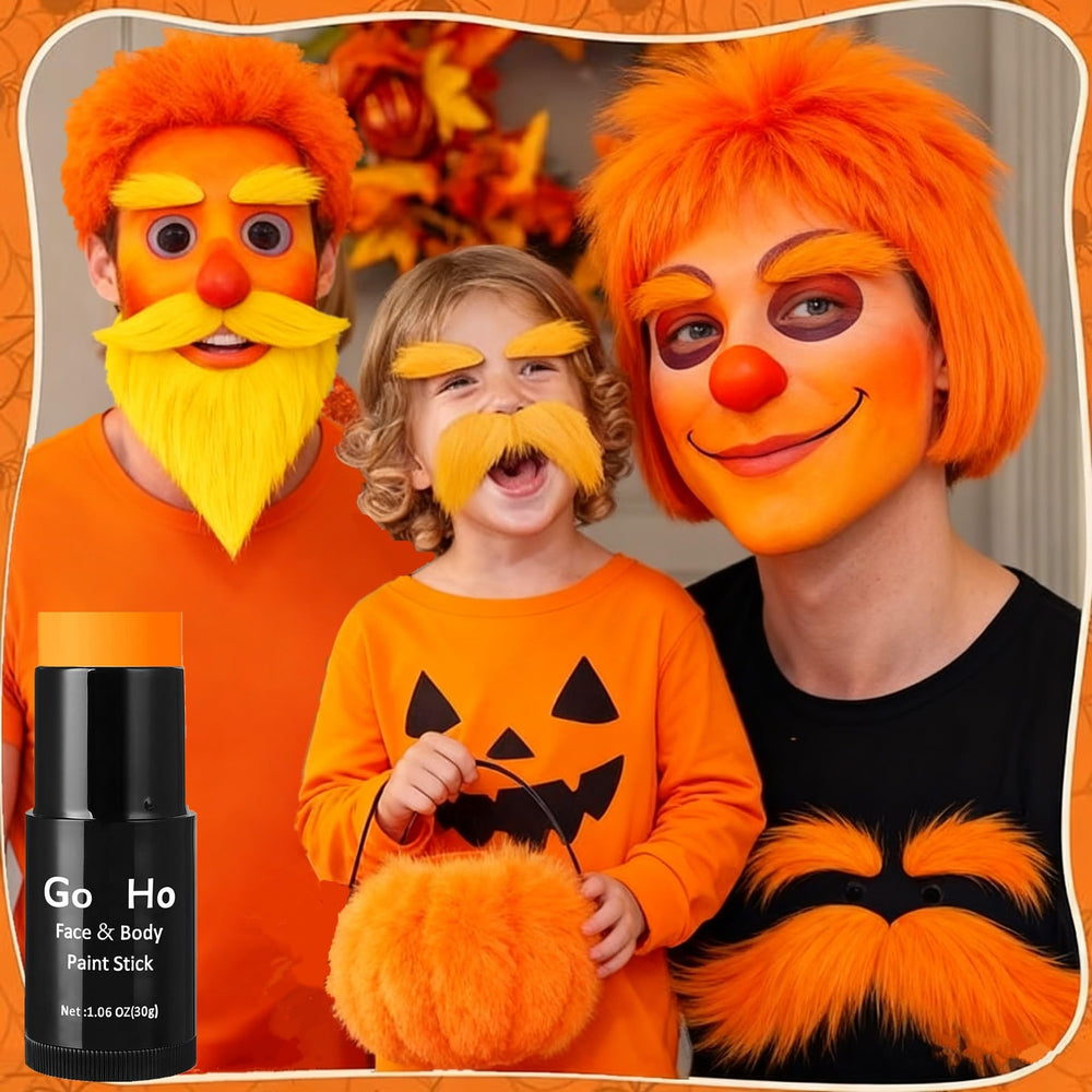 Go Ho Orange Face Paint Stick swatch showing waterproof coverage