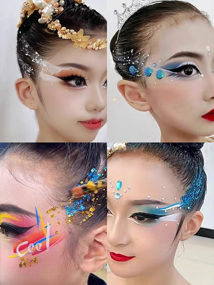Go Ho red face glitter jar featured with a bold makeup look.