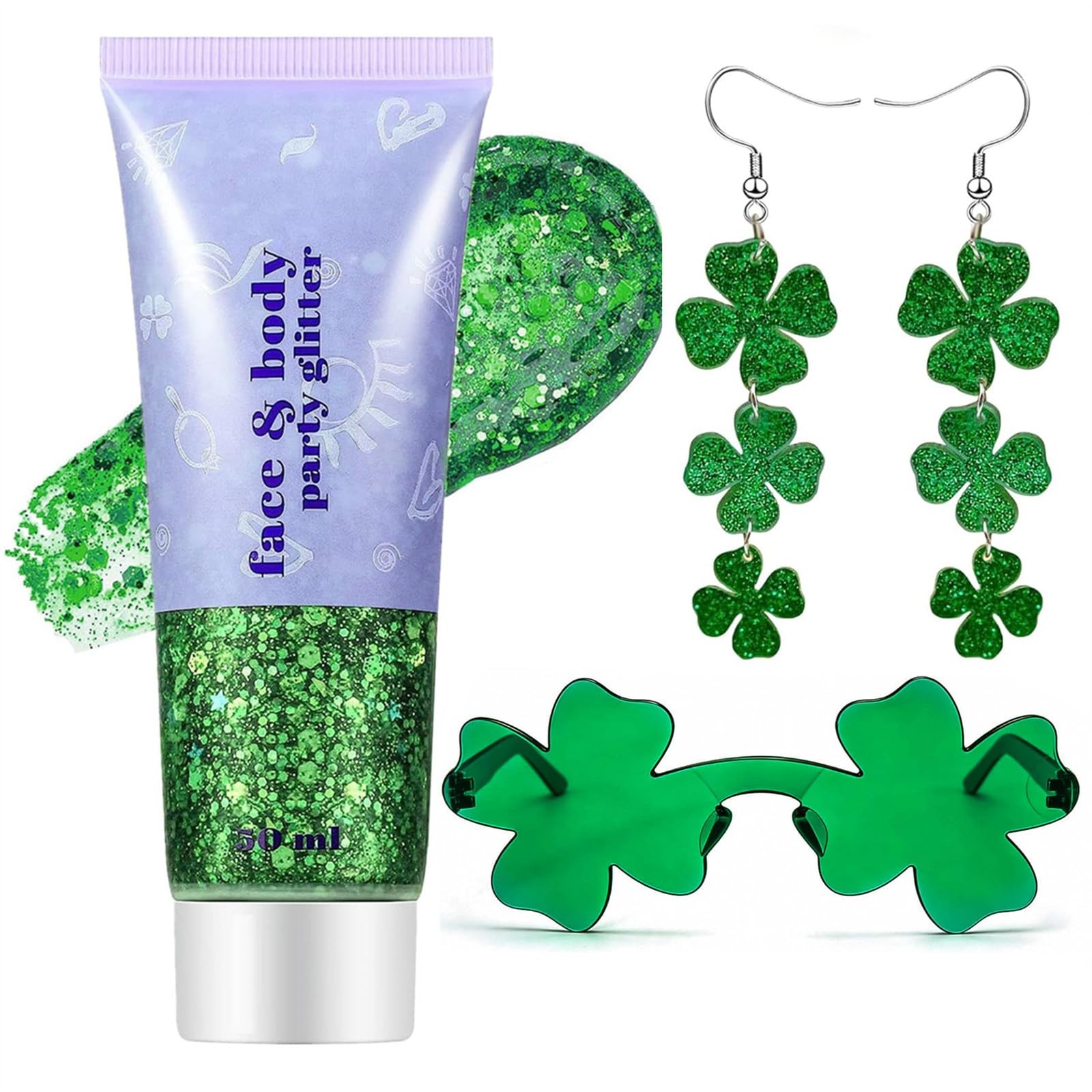 Go Ho shamrock dangle earrings add festive flair to St Patrick's Day looks.