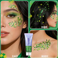 Go Ho Shamrock Glitter muestra efecto holográfico verde en la piel