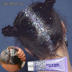 Go Ho Silver glitter on nails for reflective accents.