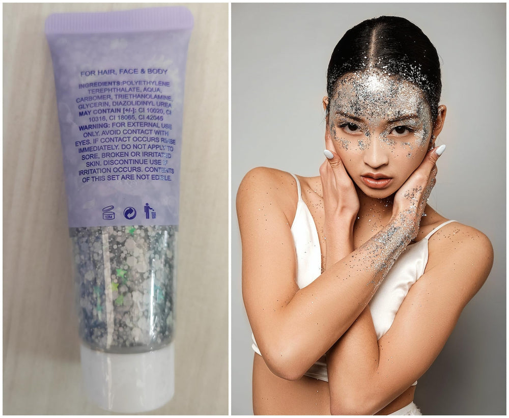 Go Ho Silver glitter on eyes for shimmering detail.