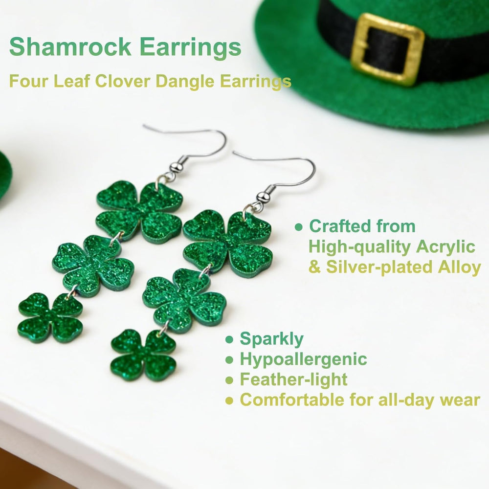 Go Ho womens St Patrick's Day outfit with coordinated glitter.