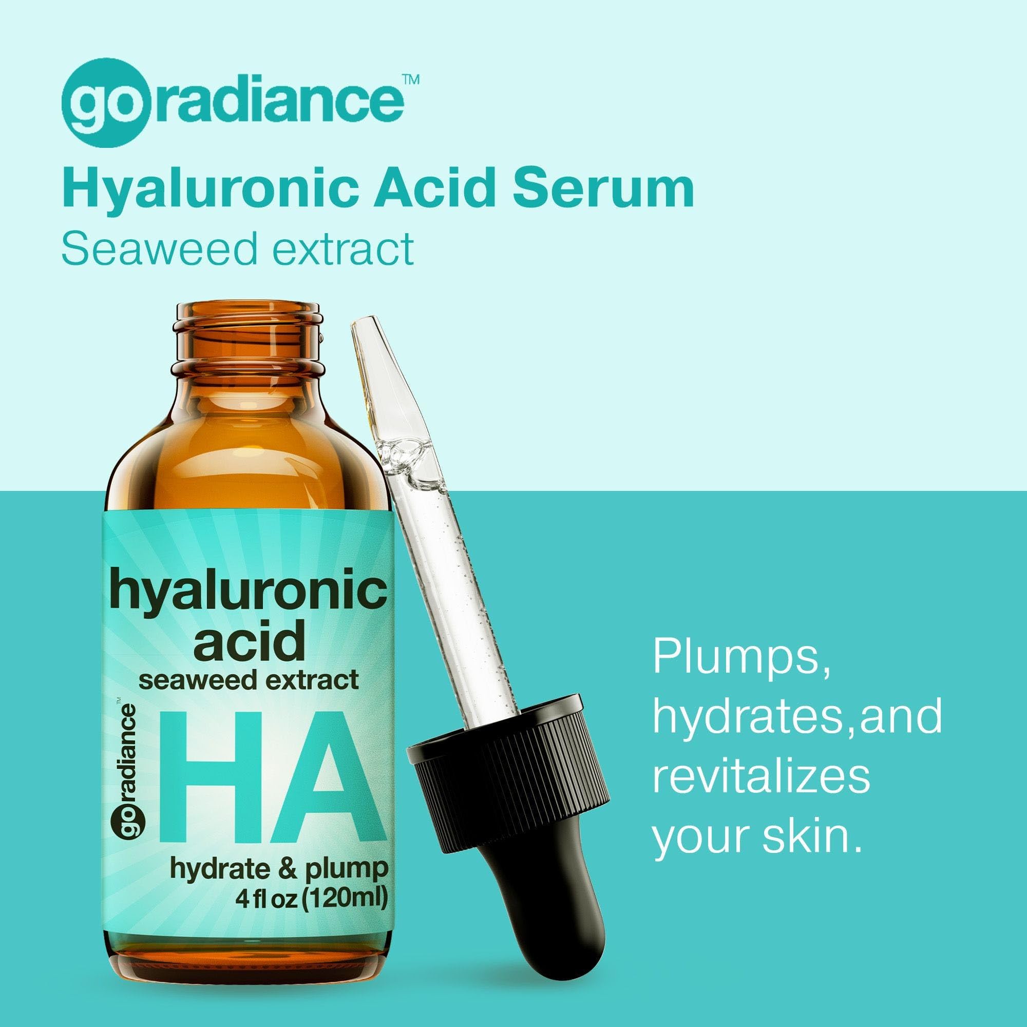 Go Radiance serum ácido hialuronico, ingredientes naturales marinos, calma y suaviza la piel.