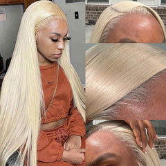Goalroya 613 blond wig close-up highlights virgin hair texture.