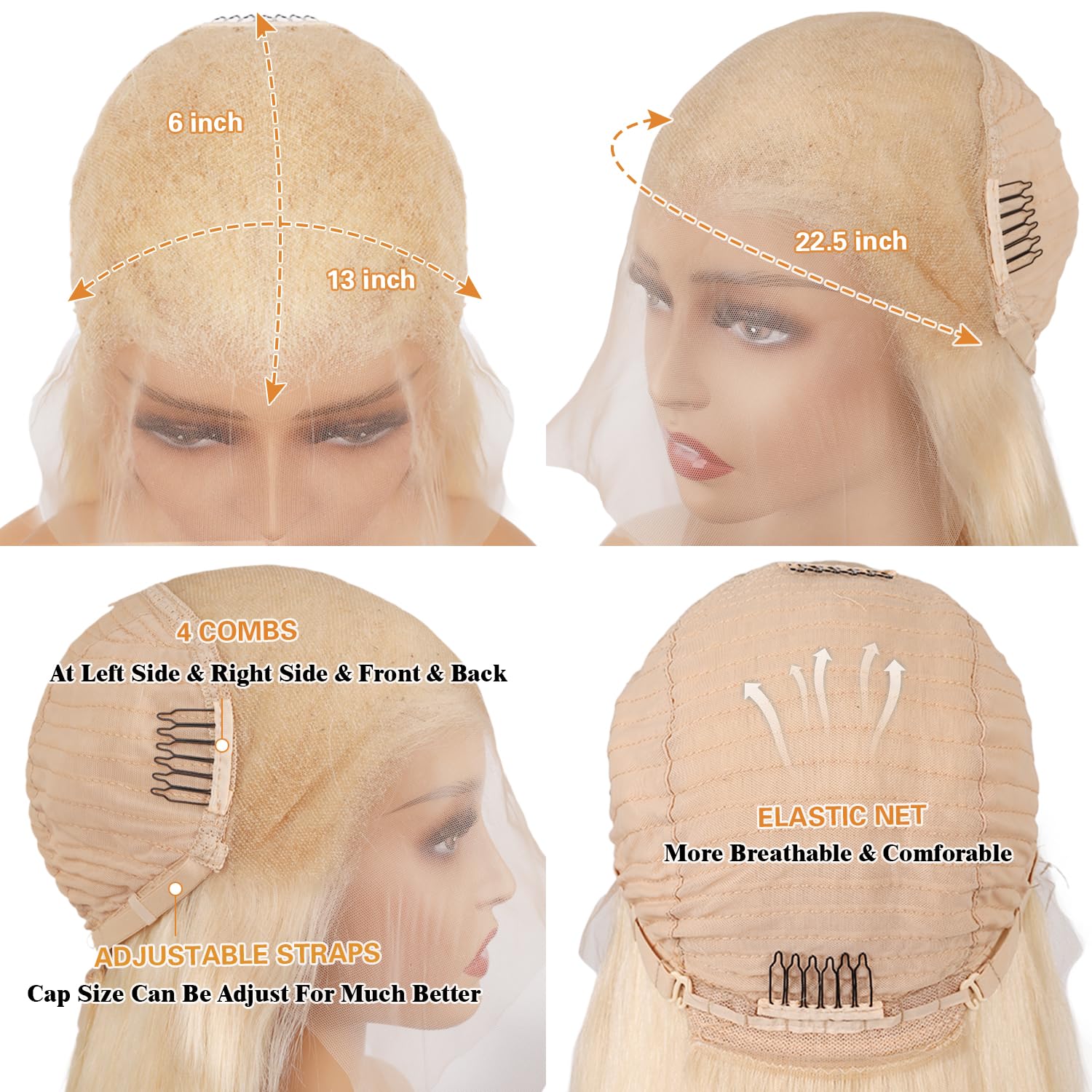 Goalroya 613 wig ready-to-wear look shown with breathable cap layout.