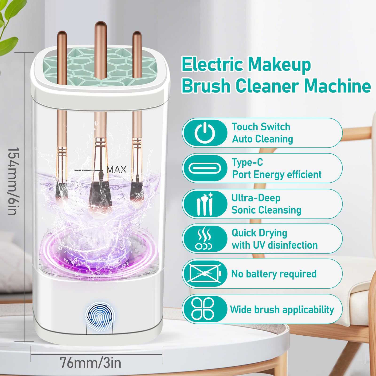 Goanpebl cleaner removes makeup residue for refreshed brushes.